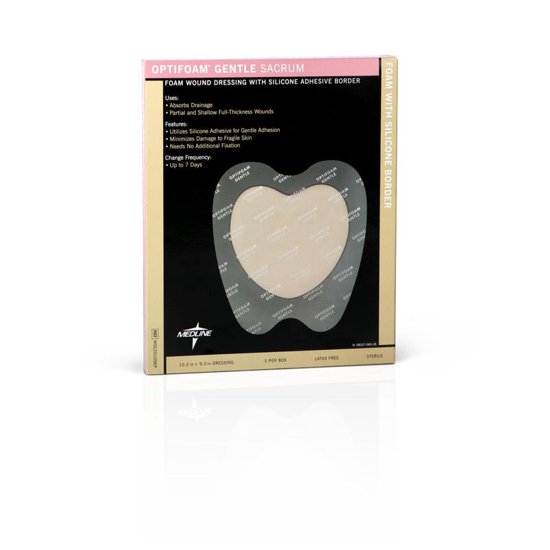 Optifoam Gentle Foam Wound Dressing with Silicone Adhesive Border, 10" x 9" Large Sacrum in Educational Packaging, 50/CS  (MSC20109EP) Case of 50