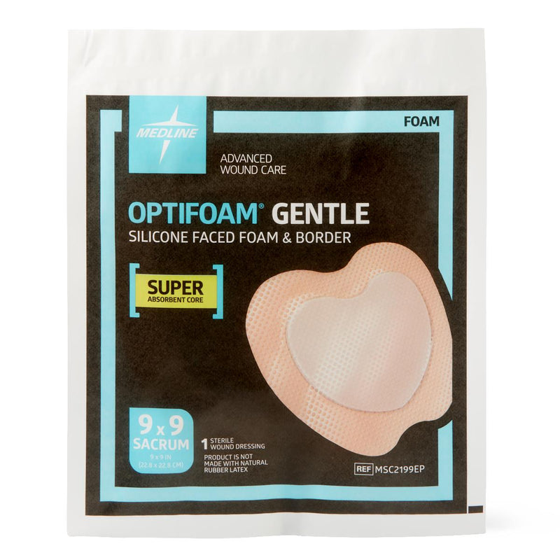 Optifoam Gentle Silicone-Faced Foam Dressing in Educational Packaging, Sacrum, 9" x 9" (22.9 x 22.9 cm), 1/EA  (MSC2199EPH) Each