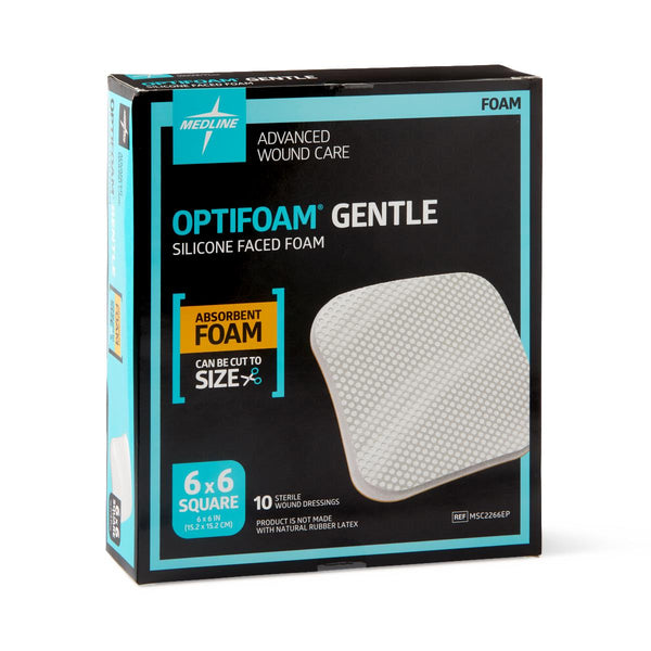 Optifoam Gentle Silicone-Faced Foam Dressing in Educational Packaging, 6" x 6", 100/CS  (MSC2266EP) Case of 100