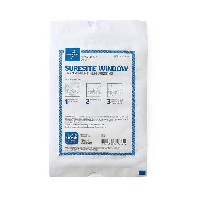 SureSite Window Transparent Film Dressings, 4" x 4.5", 1/EA  (MSC2304H) Each