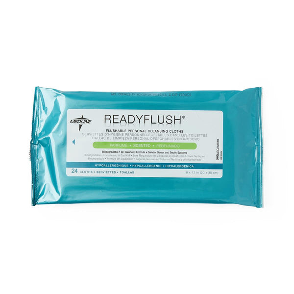 ReadyFlush Flushable Scented Wet Wipes, 8"x 10", 24/Pack, 1 PK (MSC263810H) 1 Pack