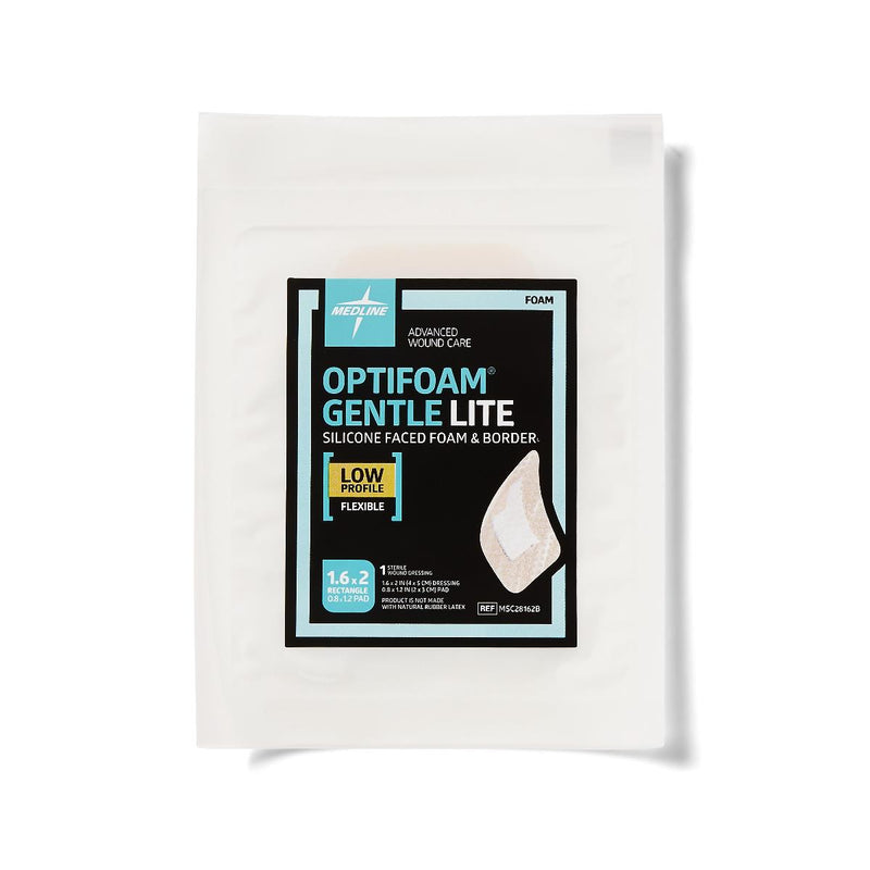 Optifoam Gentle Lite Foam Dressing, 1.6" x 2" with Border, 1/EA  (MSC28162BH) Each