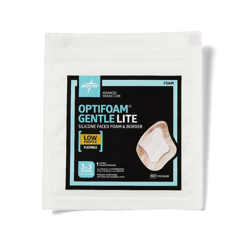 Optifoam Gentle Lite Foam Dressing, 3" x 3" with Border, 1/EA  (MSC2833BH) Each