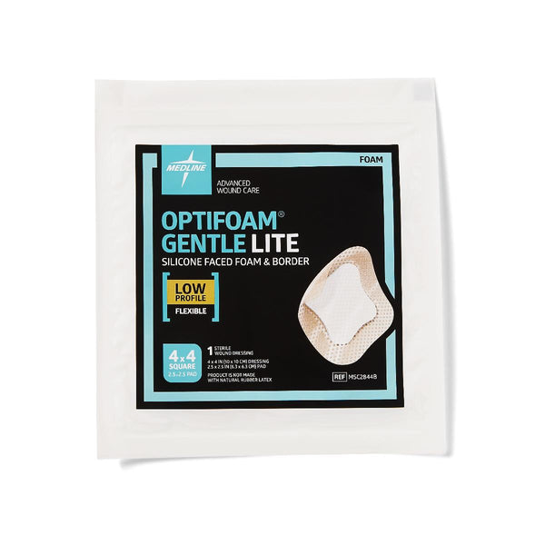 Optifoam Gentle Lite Foam Dressing, 4" x 4" with Border, 1/EA  (MSC2844BH) Each