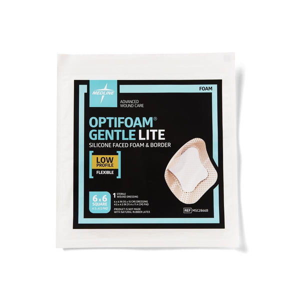 Optifoam Gentle Lite Foam Dressing, 6" x 6" with Border, 1/EA  (MSC2866BH) Each