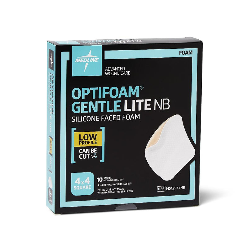 Optifoam Gentle Lite Foam Dressing, 4" x 4", 100/CS  (MSC2944NB) Case of 100