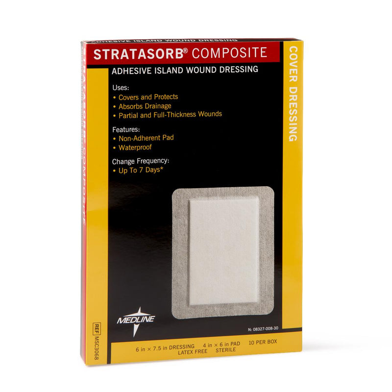 Stratasorb Composite Adhesive Island Wound Dressings, 6" x 7.5", 100/CS  (MSC3068) Case of 100