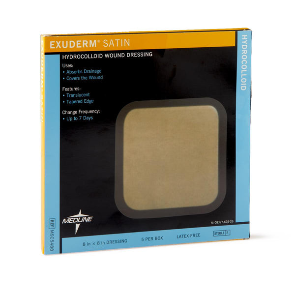 Exuderm Satin Hydrocolloid Wound Dressing, 8" x 8", 5/BX  (MSC5488) Box of 5