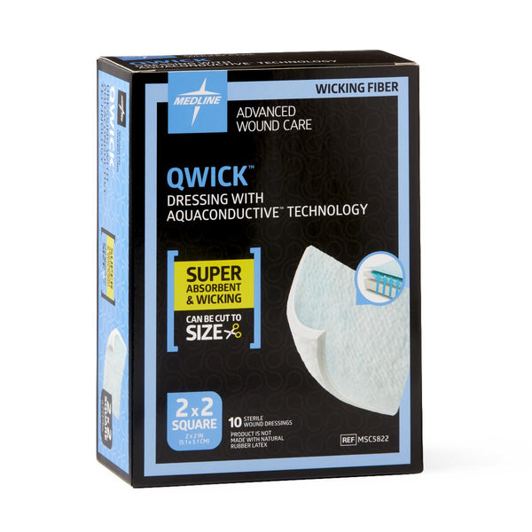 Qwick Nonadhesive Dressing with Aquaconductive Technology, 2" x 2", 50/CS  (MSC5822) Case of 50