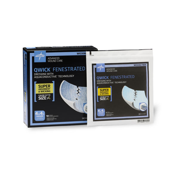 Qwick Fenestrated Nonadhesive Dressing with Aquaconductive Technology, 4.25" x 4", 50/CS  (MSC5844F) Case of 50