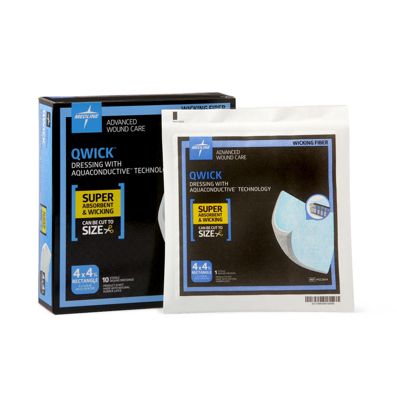 Qwick Nonadhesive Dressing with Aquaconductive Technology, 4.25" x 4", 50/CS  (MSC5844) Case of 50