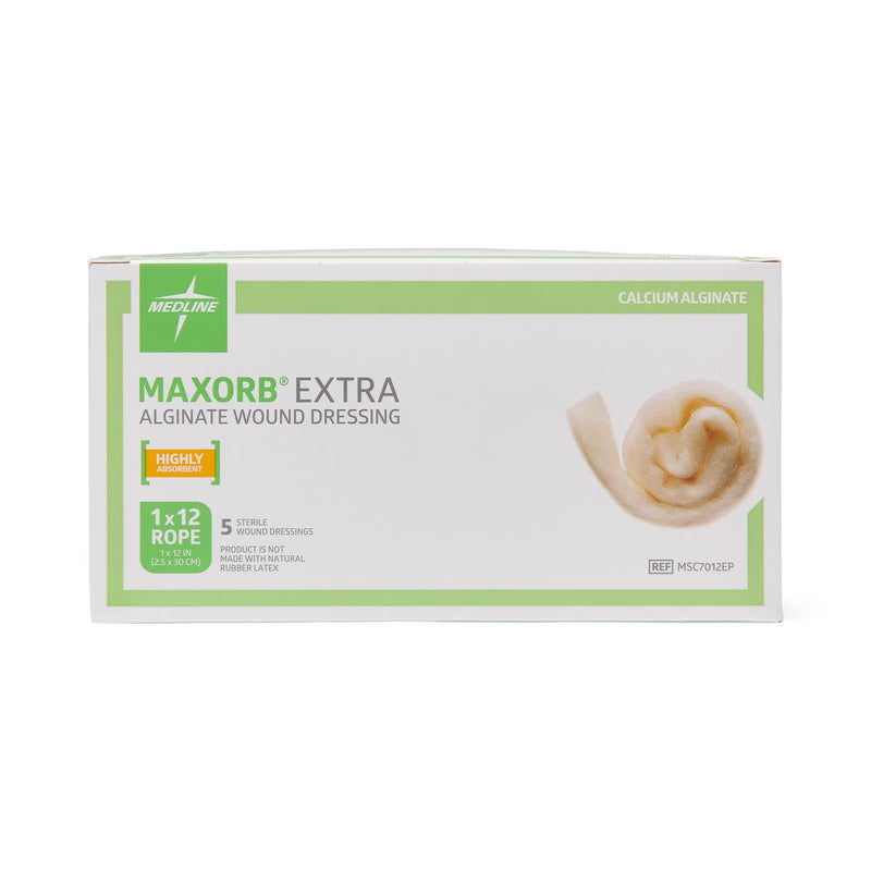 Maxorb Extra CMC / Alginate Dressings, 1" x 12" Rope, in Educational Packaging, 20/CS  (MSC7012EP) Case of 20