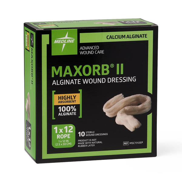 Maxorb II Alginate Dressings, 1" x 12" Rope, in Educational Packaging, 50/CS  (MSC7312EP) Case of 50