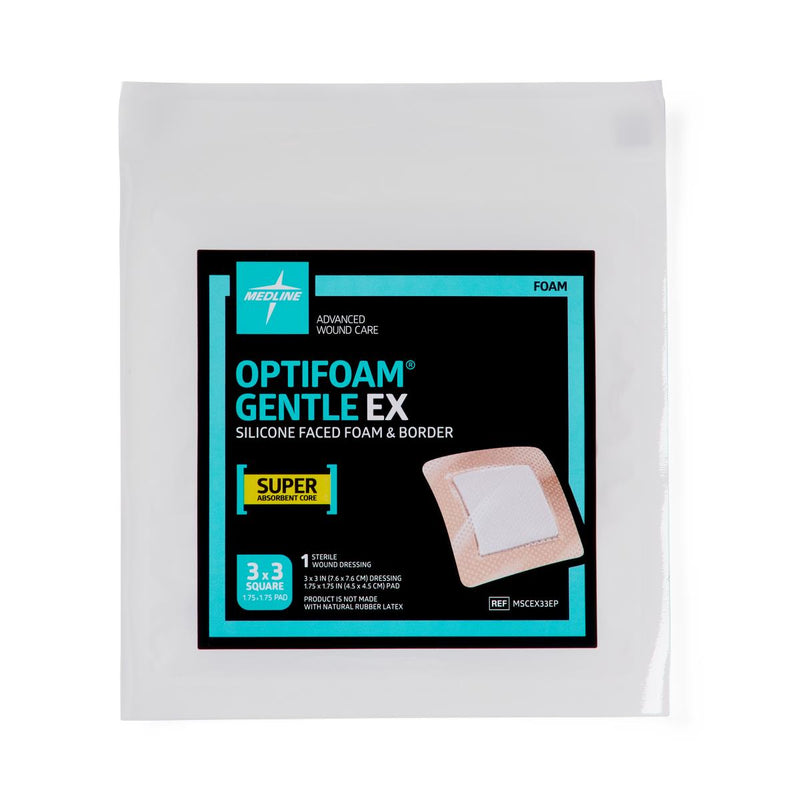 Optifoam Gentle EX Bordered Foam Dressing in Educational Packaging, 3" x 3", 1/EA  (MSCEX33EPH) Each