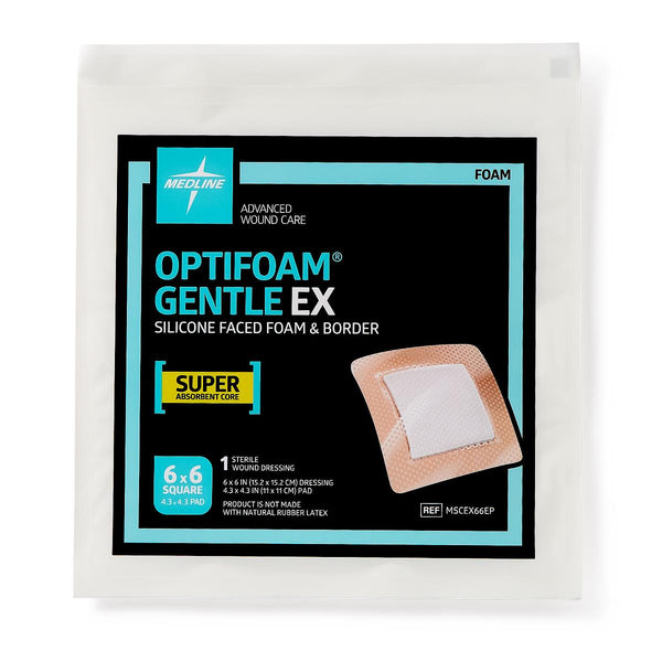 Optifoam Gentle EX Bordered Foam Dressing in Educational Packaging, 6" x 6", 1/EA  (MSCEX66EPH) Each