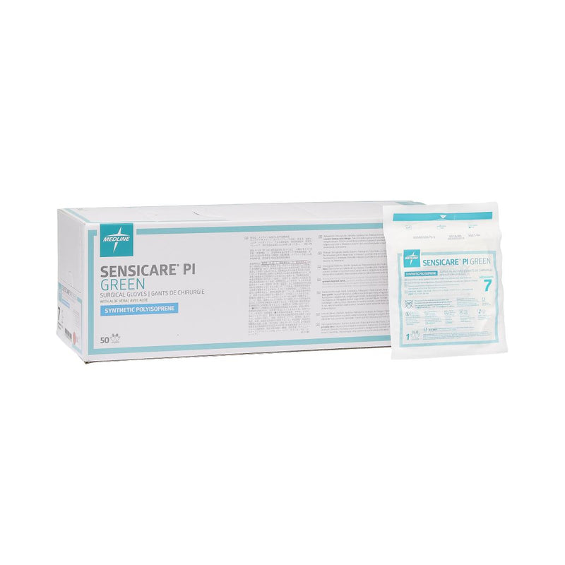 SensiCare PI Green Powder-Free Surgical Gloves, Size 7, 50/BX (05166CS) Box of 50