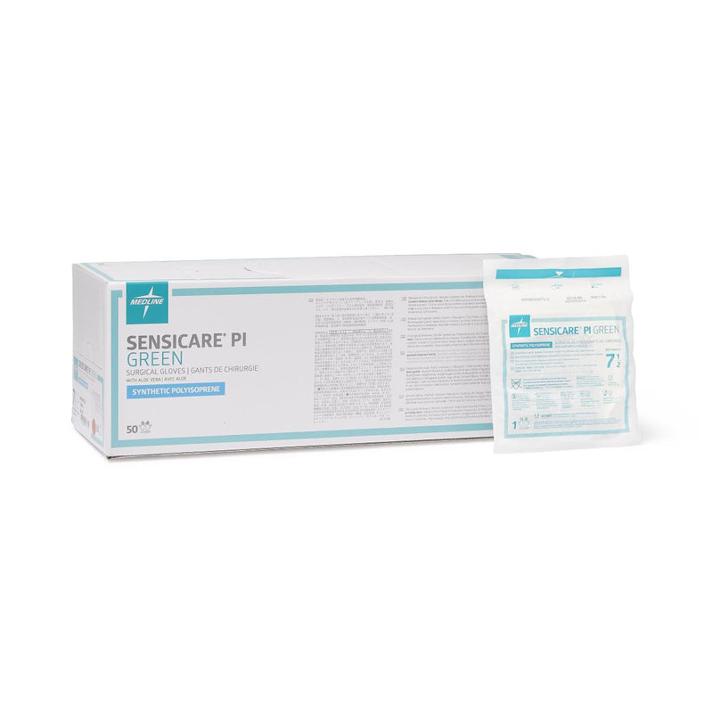 SensiCare PI Green Powder-Free Surgical Gloves, Size 7.5, 50/BX (05166CS) Box of 50