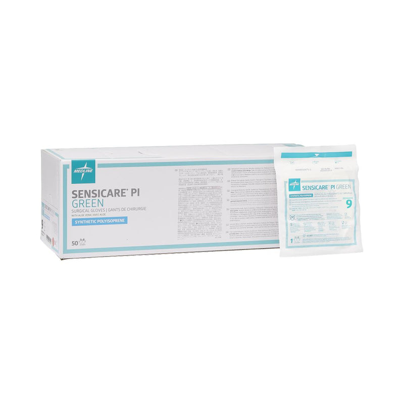 SensiCare PI Green Powder-Free Surgical Gloves, Size 9, 200/CS (MSG9290) Case of 200
