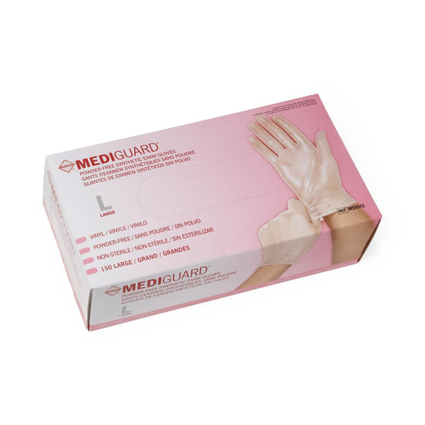 MediGuard Powder-Free Clear Vinyl Exam Gloves, Size L, 1500/CS (MSV513) Case of 1500