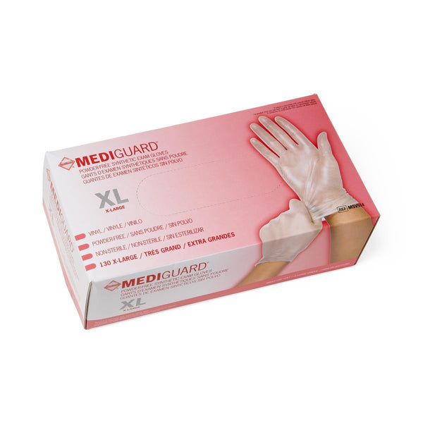 MediGuard Powder-Free Clear Vinyl Exam Gloves, Size XL, 1300/CS (MSV514) Case of 1300