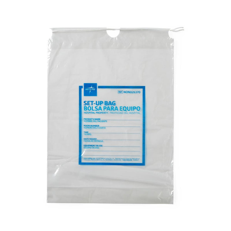 Respiratory Patient Setup Bag, Drawstring, Clear, Printed, 12" x 16", 500/CS  (NON026370) Case of 500