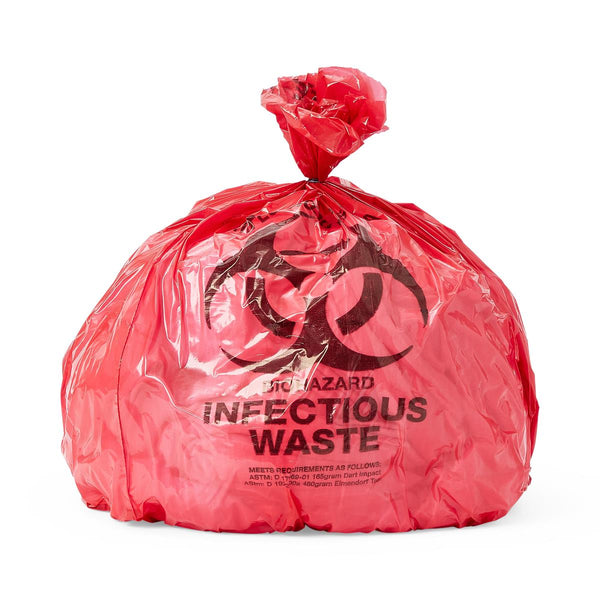 Biohazard Liner, Red, 24 x 24, 1.2 Mil, Flat, 500/CS (NON122424) Case of 500