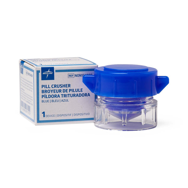 Pill Crusher with Finger Grips, Compact, Blue, Individually Boxed, 1/BX (NON134000) Box of 1