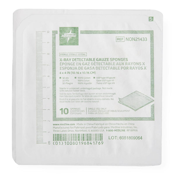 Sterile X-ray Compatible Gauze Sponges, 32-Ply, 4" x 4", 48/CS (NON21433) Case of 48