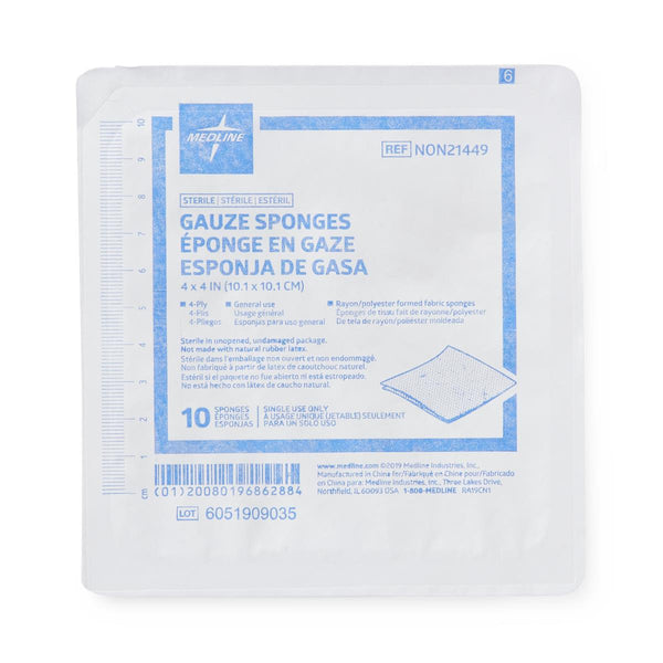 Gauze Sterile Nonwoven 4-Ply Sponges, 4" x 4", 1280/CS  (NON21449) Case of 1280