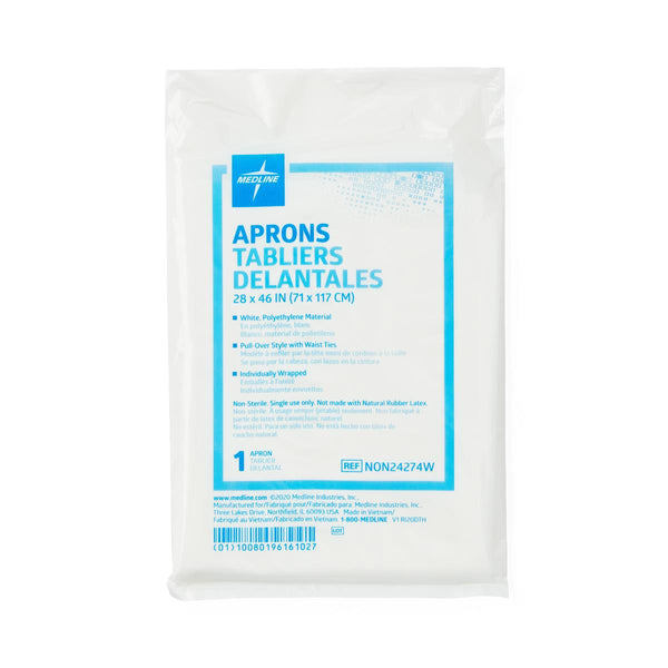 Disposable Polyethylene Apron, Midweight, 28" x 46", 1 EA (NON24274WH) Each