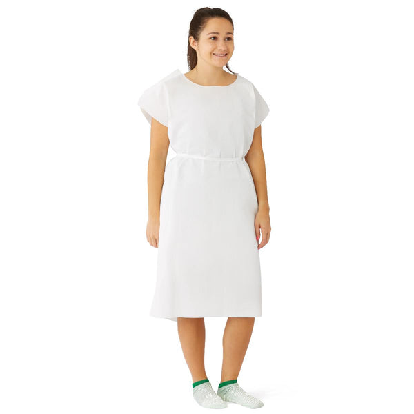 Reinforced Tissue Patient Gown, Tissue-Poly-Tissue, Disposable, White, 30" x 42", 50/CS  (NON24355) Case of 50