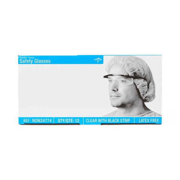 Clear Safety Glasses with Black Frame, 12/BX (NON24774) Box of 12