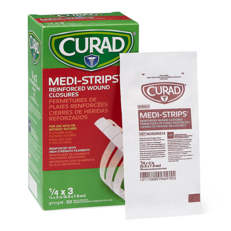 CURAD Sterile Medi-Strip Wound Closure, 1/4" x 3", 150/BX  (NON250314Z) Box of 150