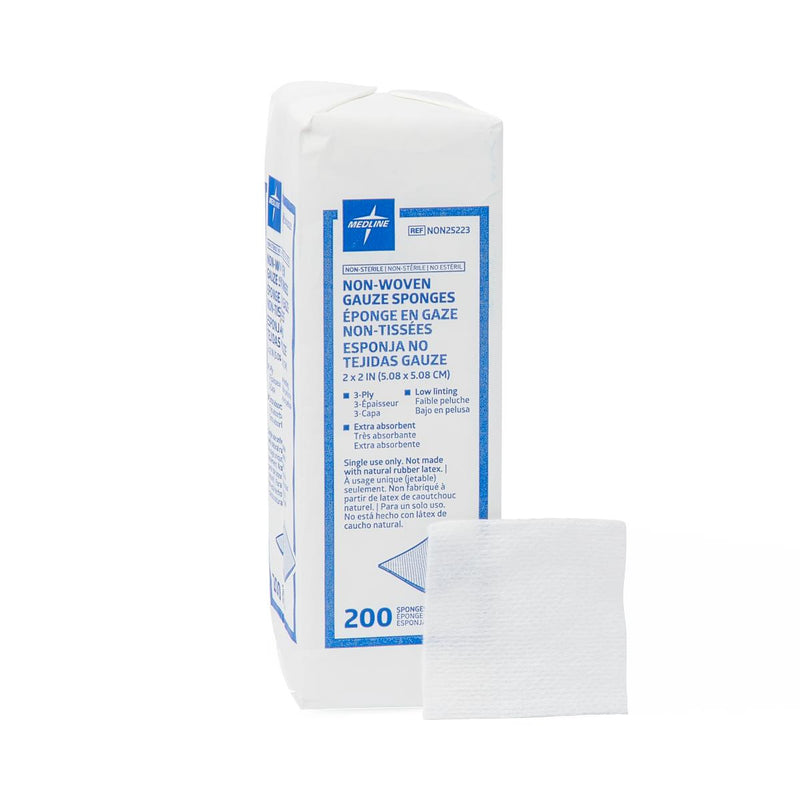 Gauze Nonsterile Nonwoven 3-Ply Sponges, 2" x 2", 5000/CS  (NON25223) Case of 5000