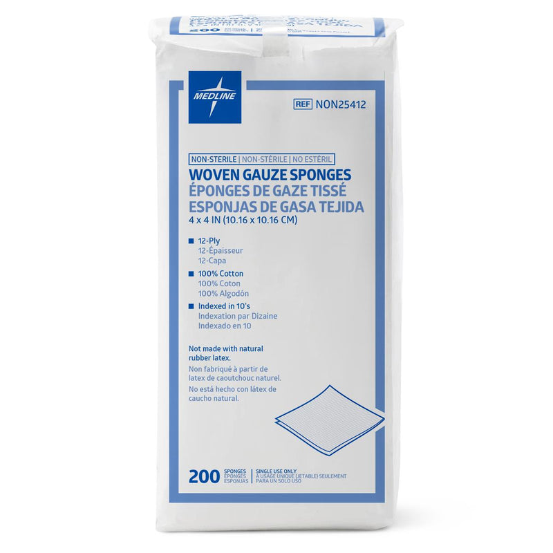 Woven Nonsterile Gauze Sponges, 12 Ply, 4" x 4", 2000/CS  (NON25412) Case of 2000