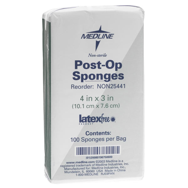 Nonsterile Post-Op Top Sponge Gauze Pads, 4" x 3", 100/Pack, 2000/CS  (NON25441) Case of 2000