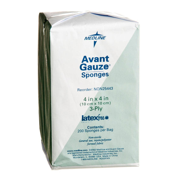 Gauze Nonsterile Nonwoven 3-Ply Sponges, 4" x 4", 4000/CS  (NON25443) Case of 4000