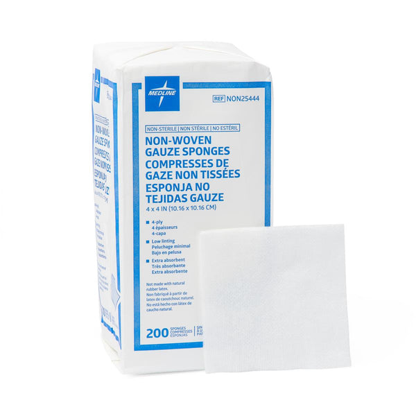 Gauze Nonsterile Nonwoven 4-Ply Sponges, 4" x 4", 200/PK  (NON25444H) Pack of 200