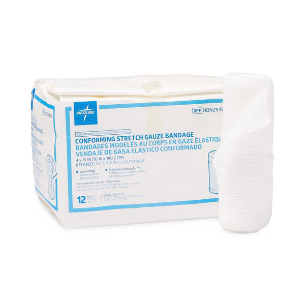 Conforming Gauze Bandage, Nonsterile, 4" x 75", 96/CS  (NON25494) Case of 96