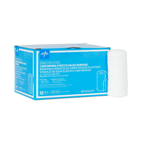 Sterile Conforming Gauze Bandage, 3" x 75", 96/CS  (NON25497) Case of 96