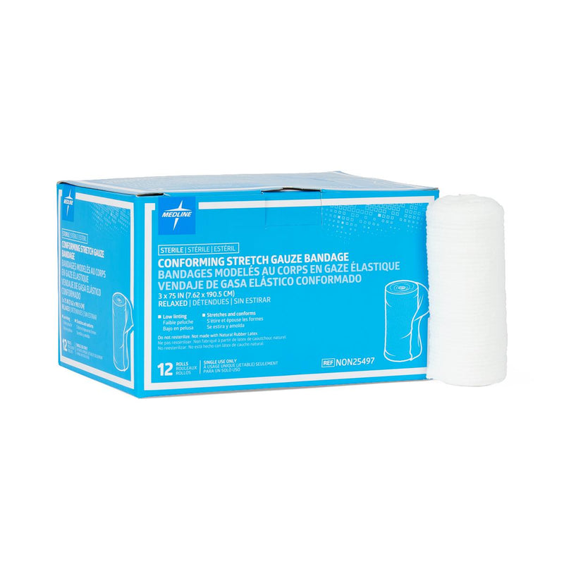 Sterile Conforming Gauze Bandage, 3" x 75", 96/CS  (NON25497) Case of 96