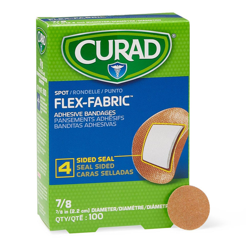 CURAD Flex-Fabric Adhesive Bandages, 7/8" dia. Spot, 100/Bx, 1200/CS  (NON25502) Case of 1200