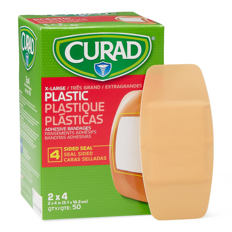 CURAD Plastic Adhesive Bandage, 2" x 4", 50 Bandages/Box, 600/CS  (NON25504) Case of 600