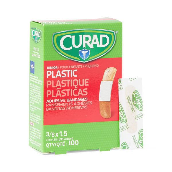 CURAD Plastic Adhesive Bandage, 3/8" x 1.5", 100 Bandages/Box, 3600/CS  (NON25509) Case of 3600