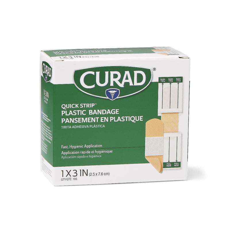 Quick Strip Plastic Sterile Adhesive Bandages, 1" x 3", 1200/CS  (NON25600QS) Case of 1200