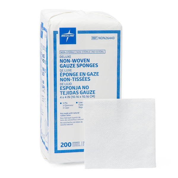 Deluxe Nonsterile Nonwoven 3-Ply Gauze Sponges, 4" x 4", 2000/CS  (NON26443) Case of 2000