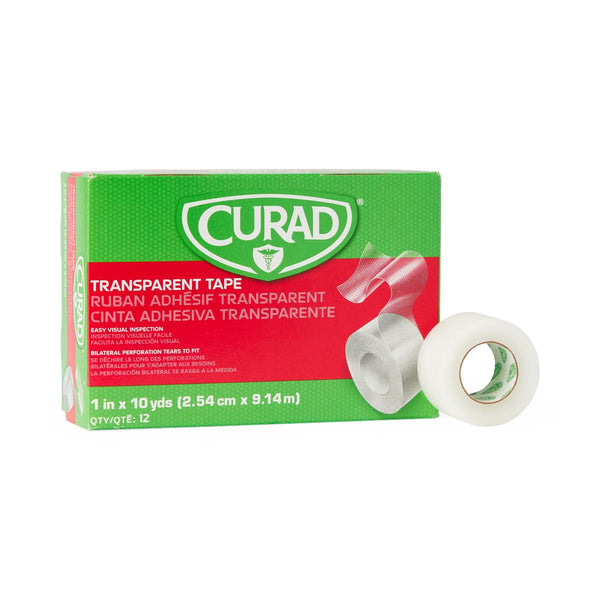 CURAD Transparent Plastic Medical Adhesive Tape, 1" x 10 yd., 12/BX  (NON270201Z) Box of 12