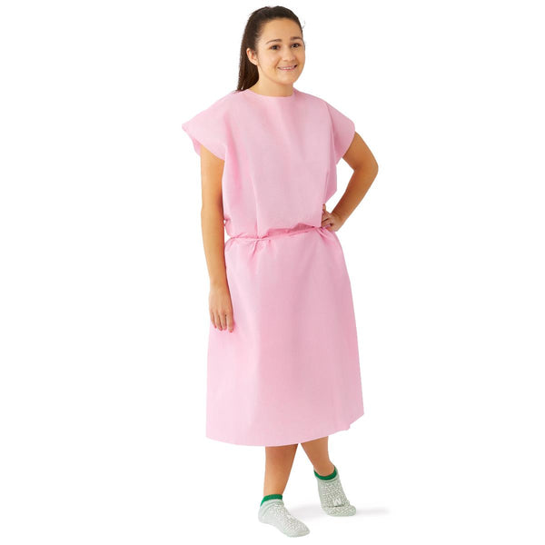 Sleeveless Tape Tab Neck and Waist Tie Multilayer Patient Gown, Pink, Size Regular/Large, 50/CS  (NON27048) Case of 50