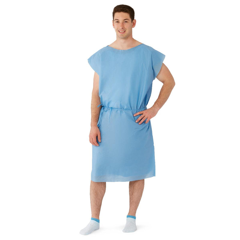 Sleeveless Front Back Opening with Tie Multilayer Patient Gown, Blue, Size Regular/Large, 50/CS  (NON27146) Case of 50