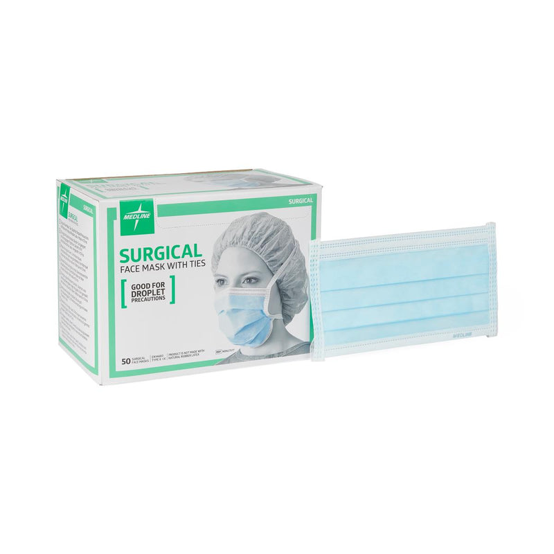 Basic Surgical Mask with Ties, Spunbond Polypropylene Outer, Thermalbond Polypropylene Inner, 50/BX (05166CS) Box of 50